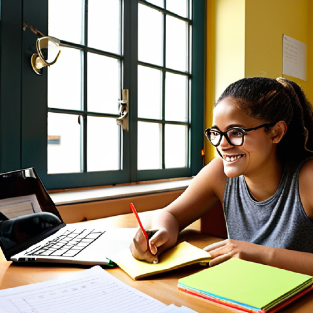 **

*   **Prompt:** A brightly colored, visually appealing study space filled with open books, highlighters, colorful post-it notes, and a laptop displaying a Cornell note-taking template. A motivated student, possibly wearing glasses, is smiling confidently while working on a mind map related to "Direito Civil" (Civil Law). Natural sunlight streams through a nearby window. The atmosphere is focused and positive, embodying the spirit of "desmistificando o edital" (demystifying the exam guidelines).

**