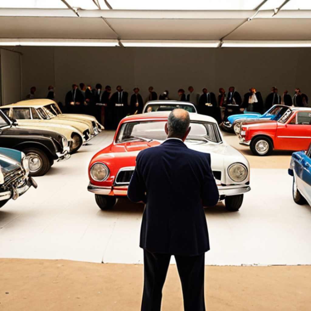 **

"A confident Brazilian auctioneer, Decreto nº 21.981/32 visible on a nearby document, expertly managing a lively auction of classic cars. Bidders are engaged and excited. The scene evokes trust and professionalism, emphasizing the legal foundation of auctions in Brazil. Warm, inviting lighting, showcasing the vehicles beautifully."

**