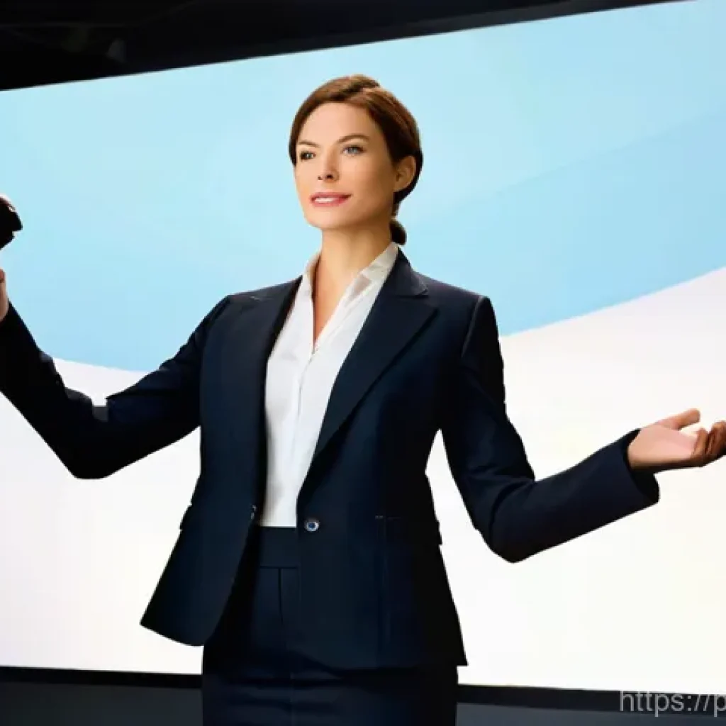 경매사 필기시험 후 실기시험 준비 전략 - The Modern Digital Auctioneer in Action**
Prompt: "A dynamic, professional female auctioneer, mid-3...