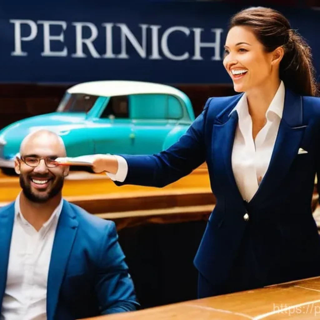 경매사 경력 개발을 위한 커리어 로드맵 작성 - **Prompt:** "A vibrant and dynamic auction scene. A charismatic female auctioneer, mid-30s, with a c...