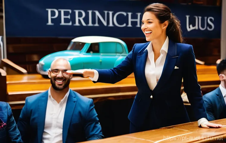 경매사 경력 개발을 위한 커리어 로드맵 작성 - **Prompt:** "A vibrant and dynamic auction scene. A charismatic female auctioneer, mid-30s, with a c...