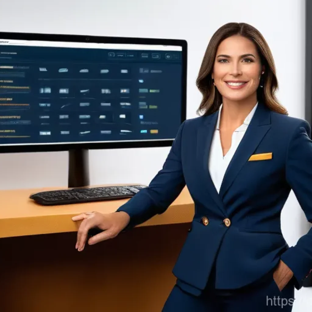 경매사 관련 세미나와 강의 정보 - A professional Brazilian female auctioneer, in her mid-30s, with a confident and engaging expression...