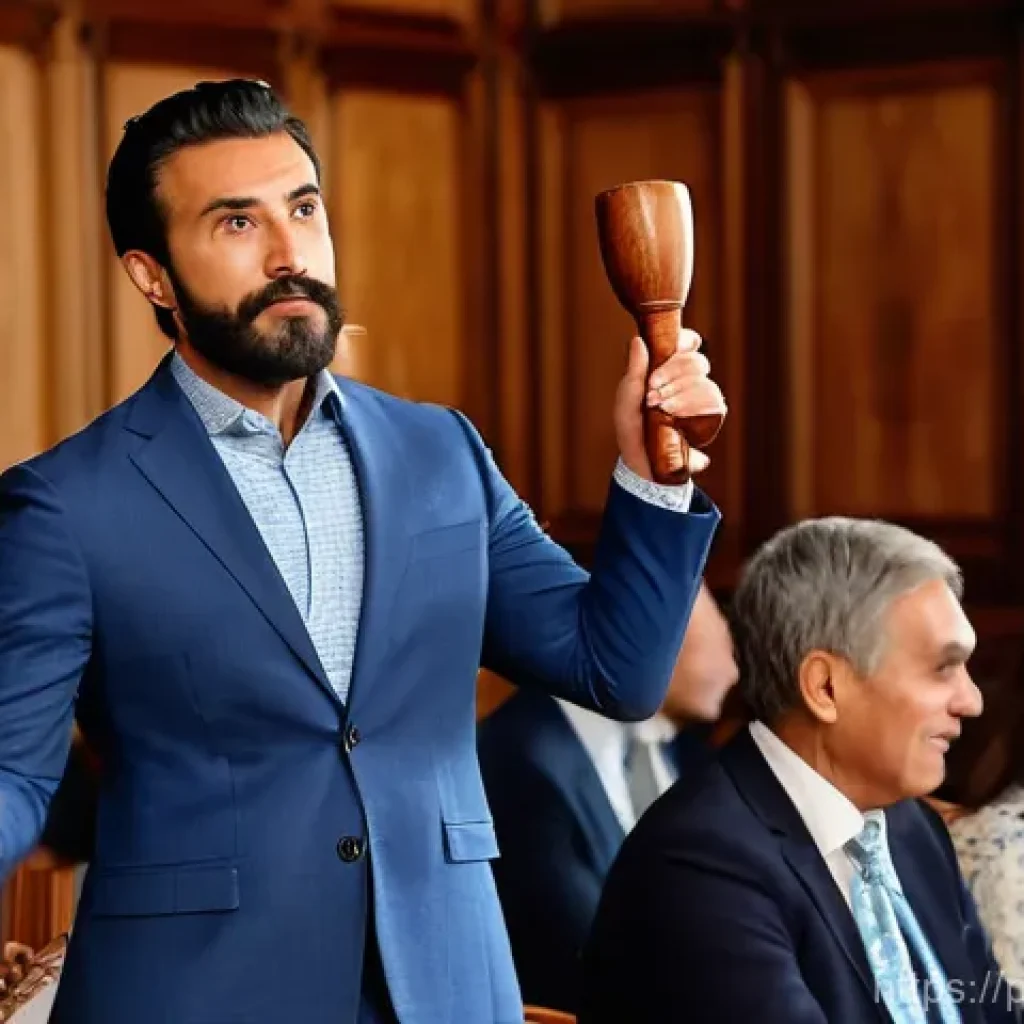 경매사 실기시험 준비 과정의 유용한 팁 - **Subject:** A dynamic Portuguese auctioneer, appearing confident and passionate, mid-sentence, hold...